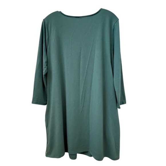 Zenana Outfitters Green Long Sleeve Dress with Pleated Detail - Picture 2 of 4